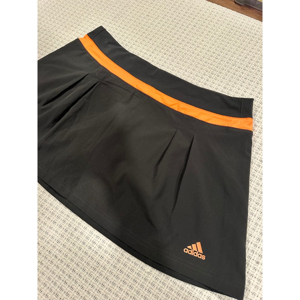 Adidas Skort Women Medium Black Orange Pleated Tennis Performance Activewear NWT - Picture 9 of 11